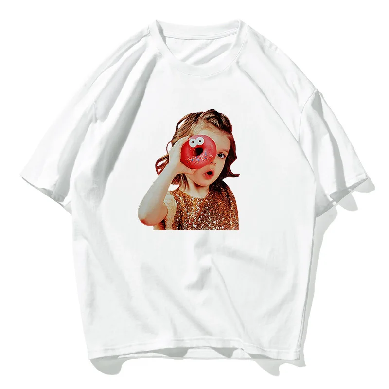 Модные смешные парные футболки с принтом пончика для влюбленных девушек мужские