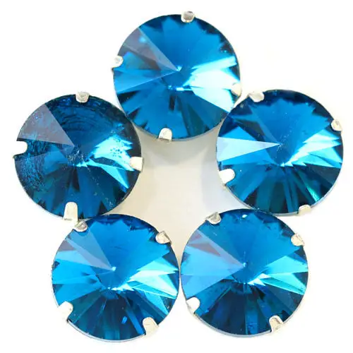 Peacock Blue Круглый Rivoli много цветов пришить коготь стразы прозрачные стеклянные стразы круглые пришить стразы украшения для свадебного платья Y1770 - Цвет: Peacock Blue
