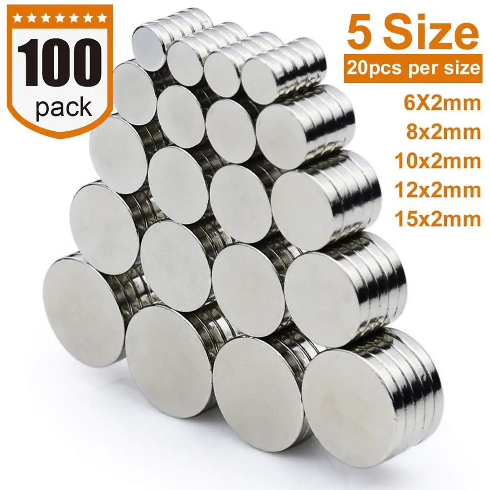 100 упаковок (5 размеров) магниты на холодильник Премиум Матовый никель магнит