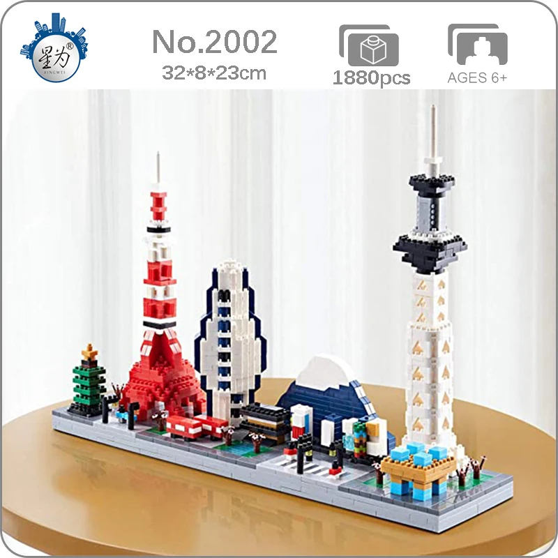 

World Architecture City Tokyo Tower Sensoji Temple Mount Fuji 3D DIY Mini Diamond Blocks Bricks Building Toy for Children no Box