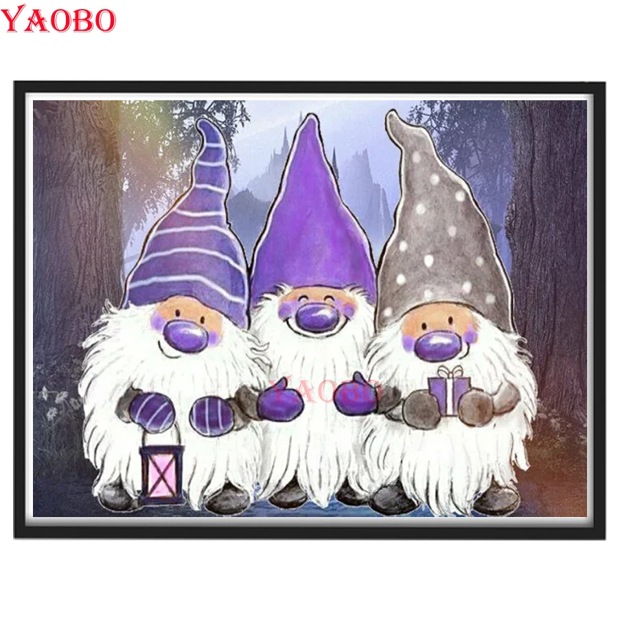 Рождественский гном Счастливого Рождества бриллиантовая вышивка искусственная