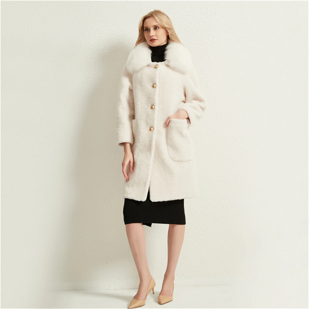 Куртка Pudi женская зимняя теплая с натуральным лисьим мехом воротником H99178 пальто