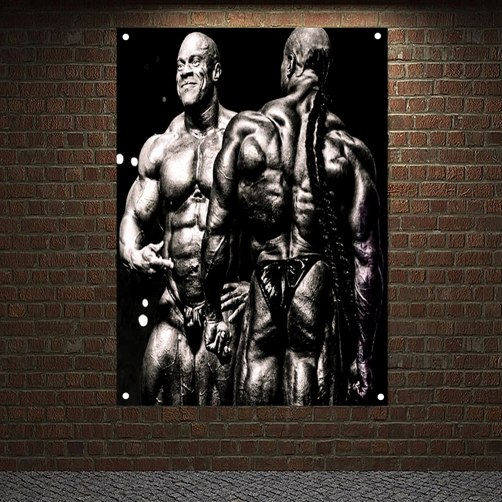 

Gym Decor Man Muscular Body Banner Workout Bodybuilding Flag Exercise Inspirational Poster Tapestry Wall Hanging Canvas Painting