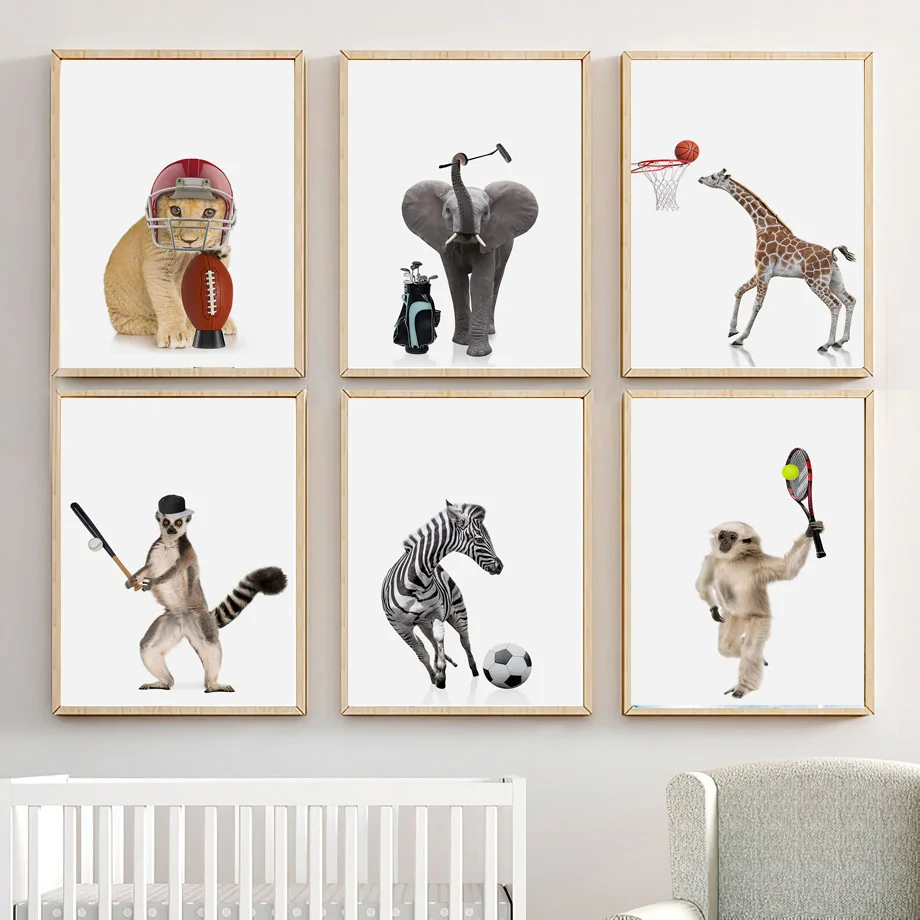

Animal Sports Football Baseball Rugby Golf Wall Art Canvas Painting Nordic Posters And Prints Wall Picture For Living Room Decor