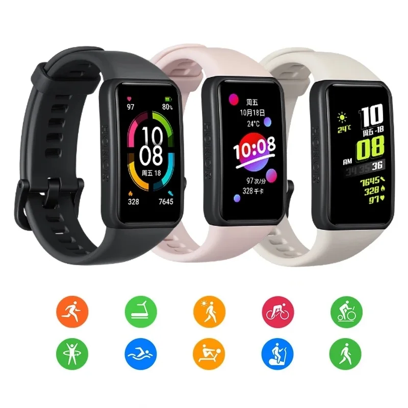 Новый оригинальный Смарт-браслет Honor Band 6 NFC 1 47 дюйма цветной AMOLED браслет с