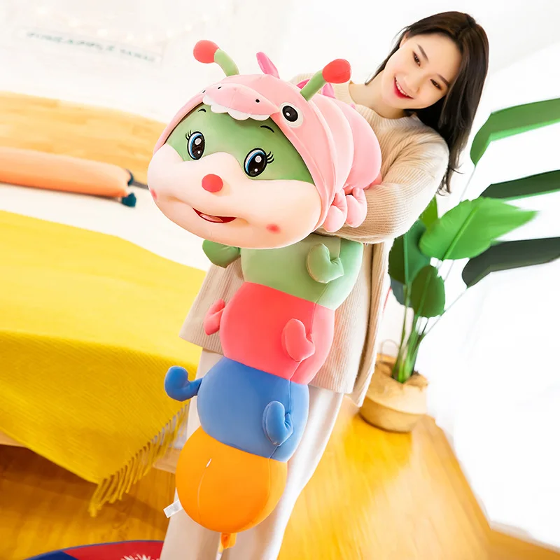 Длинная плюшевая гусеница единорога радужного цвета для косплея мягкие