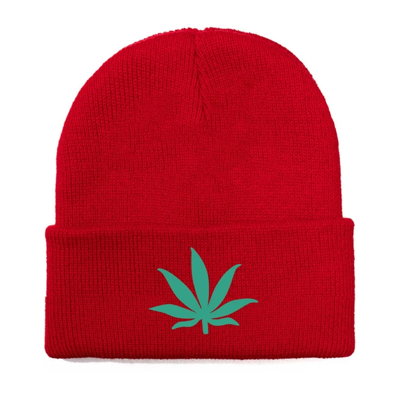 

Weed Leaf Skullies Beanie Hats Women Men Winter Warm Hip Hop Bonnet Caps For Men gorras hombre шляпа женская 2022