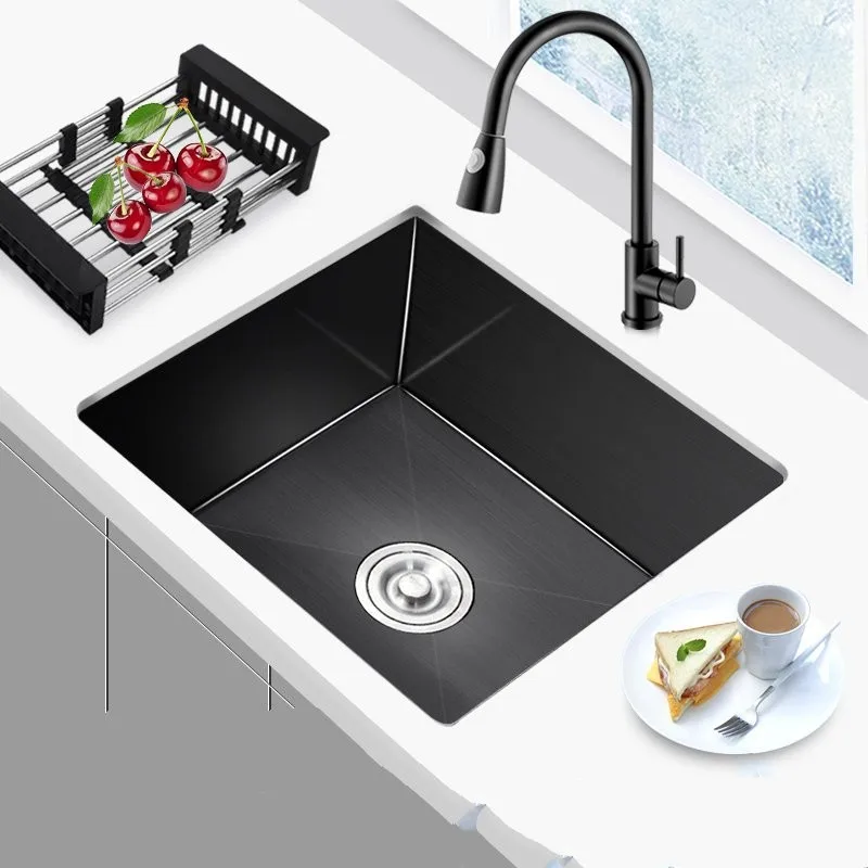 

Home Improvement Black Kitchen Sink For Balcony Undermount 304 Stainless Steel Single Slot Mini Small Household Counter Bowl