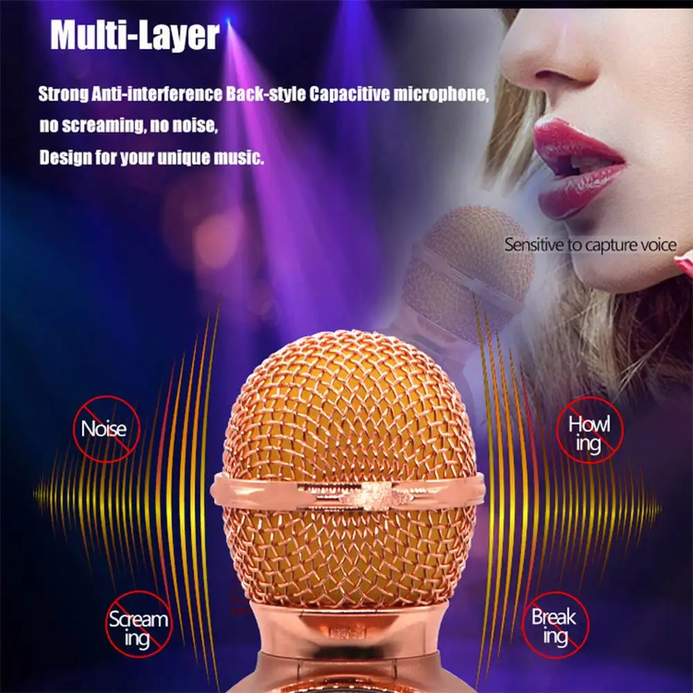 

Professional Bluetooth Wireless Microphone Karaoke Speaker KTV For Music Playing Singing Speaker Player Handheld