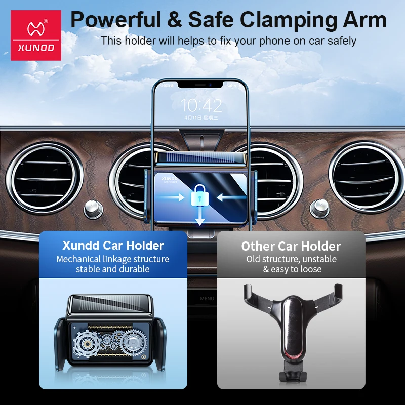 xundd car phone holder for benz glc c class c200 c260 a class a200 gla cla gle gls e class special solar charging phone stand free global shipping