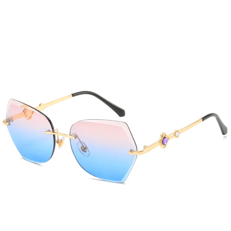 

2019 new frameless Sunglasses trend diamond rimmed glasses fashion exquisite cut edge Sunglasses Women