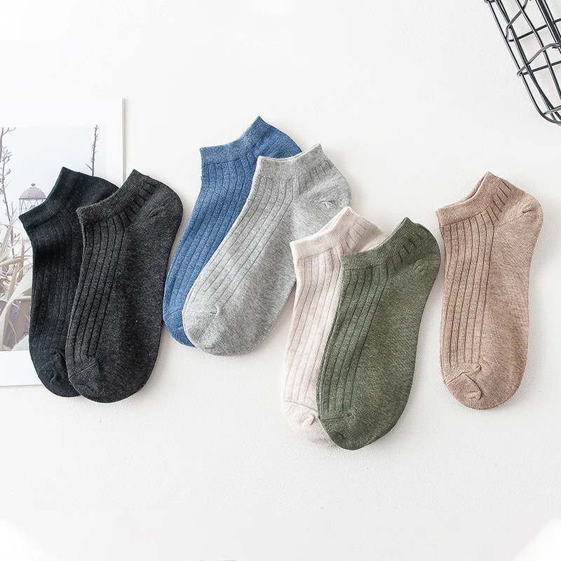 5Pairs Women Solid Casual Cotton Short Socks for Ladies Concise Stripe College Breathable Comfortable Trendy Japanese Korea Sock