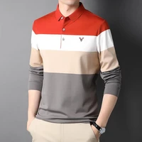 mens polo shirt spring autumn youth korean version cotton long sleeve t shirt mens fashion casual loose stripe mens fashion