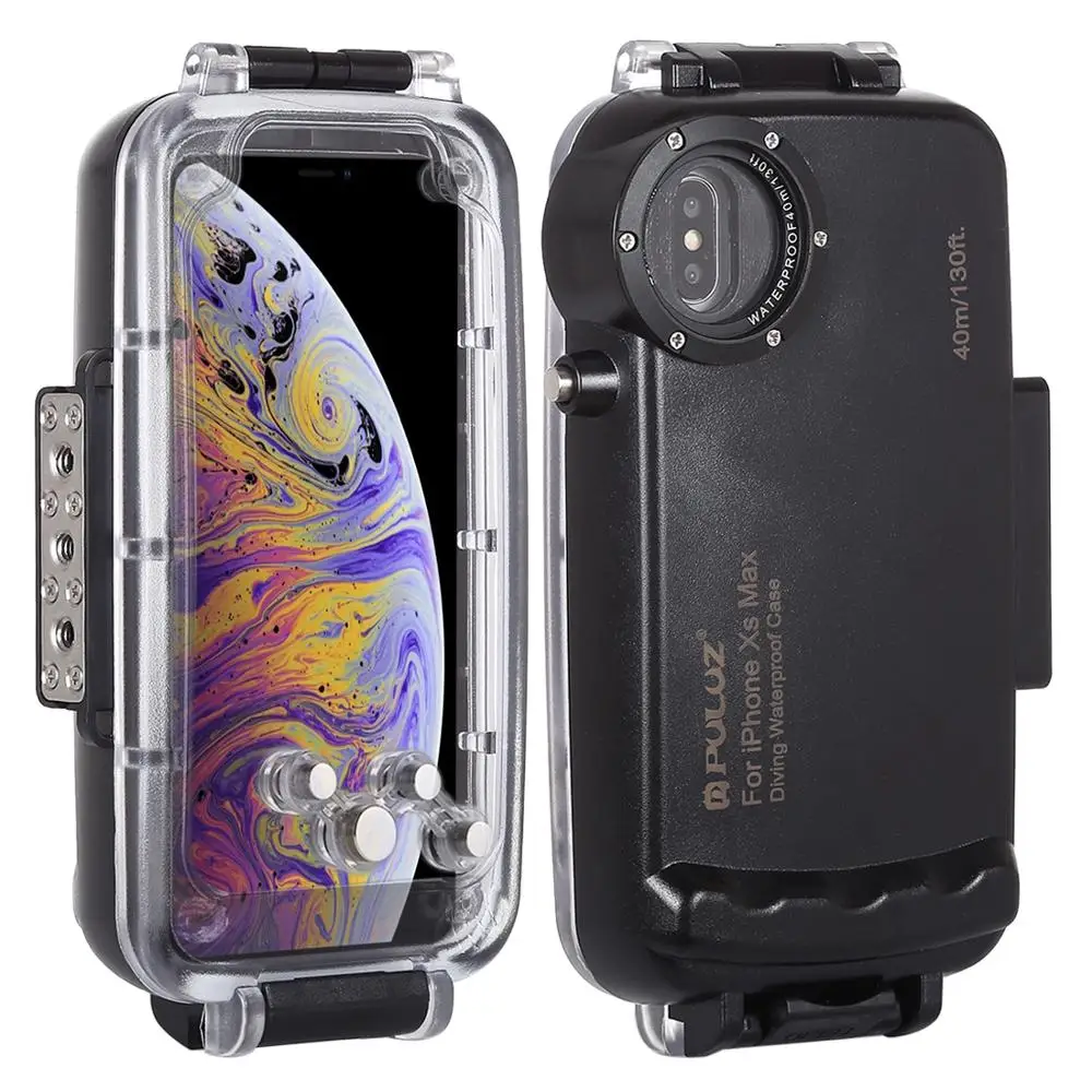 

PULUZ 40 м водонепроницаемый чехол для iPhone XS Max Корпус чехол противоударный пыленепроницаемый Лыжный спорт дайвинг фото видеосъемка протектор