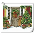 Высококачественный красивый набор для вышивки крестиком дом на праздники Рождественская дверь дерево подарок тусклый 70-08961 08961