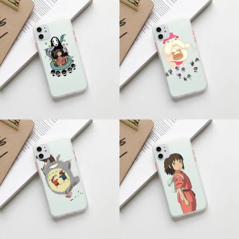 

Studio Ghibli Spirited Away Camera Protection Bumper Phone Case For iPhone11 12Pro XS X 8 7 Plus Max XR Translucent Back Cover