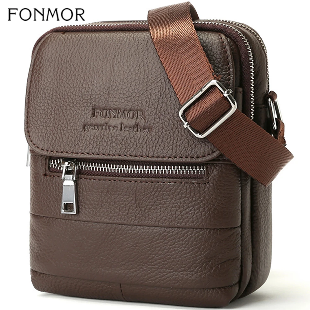 Сумка мессенджер Fonmor мужская из натуральной кожи модный саквояж на ремне через