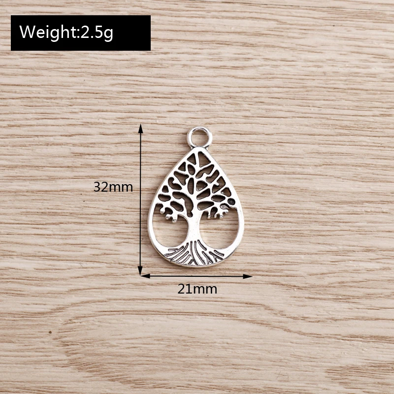 

10pcs 21*32mm Life Tree Pendants Charms for Jewelry Findings DIY Water Drop Charms Earrings Necklaces Handmade Crafts Making