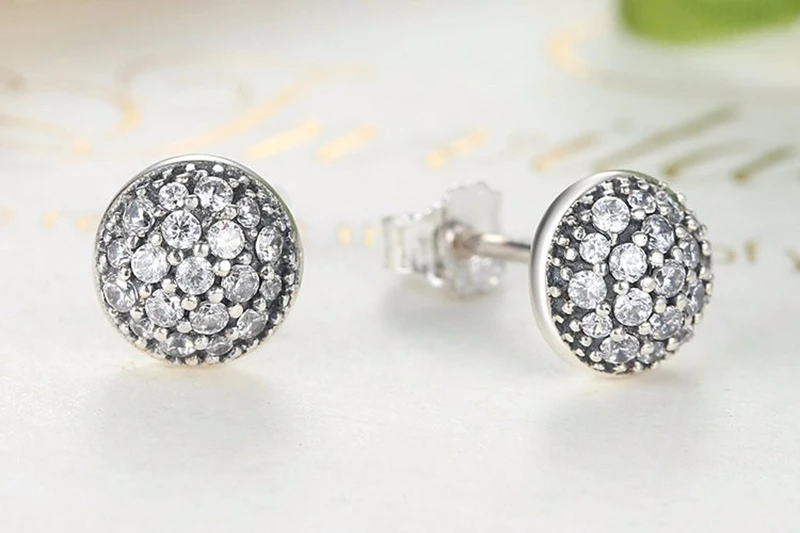 100% S925 Серебряные ослепительные капли шаровые серьги-гвоздики AAA роскошные 925