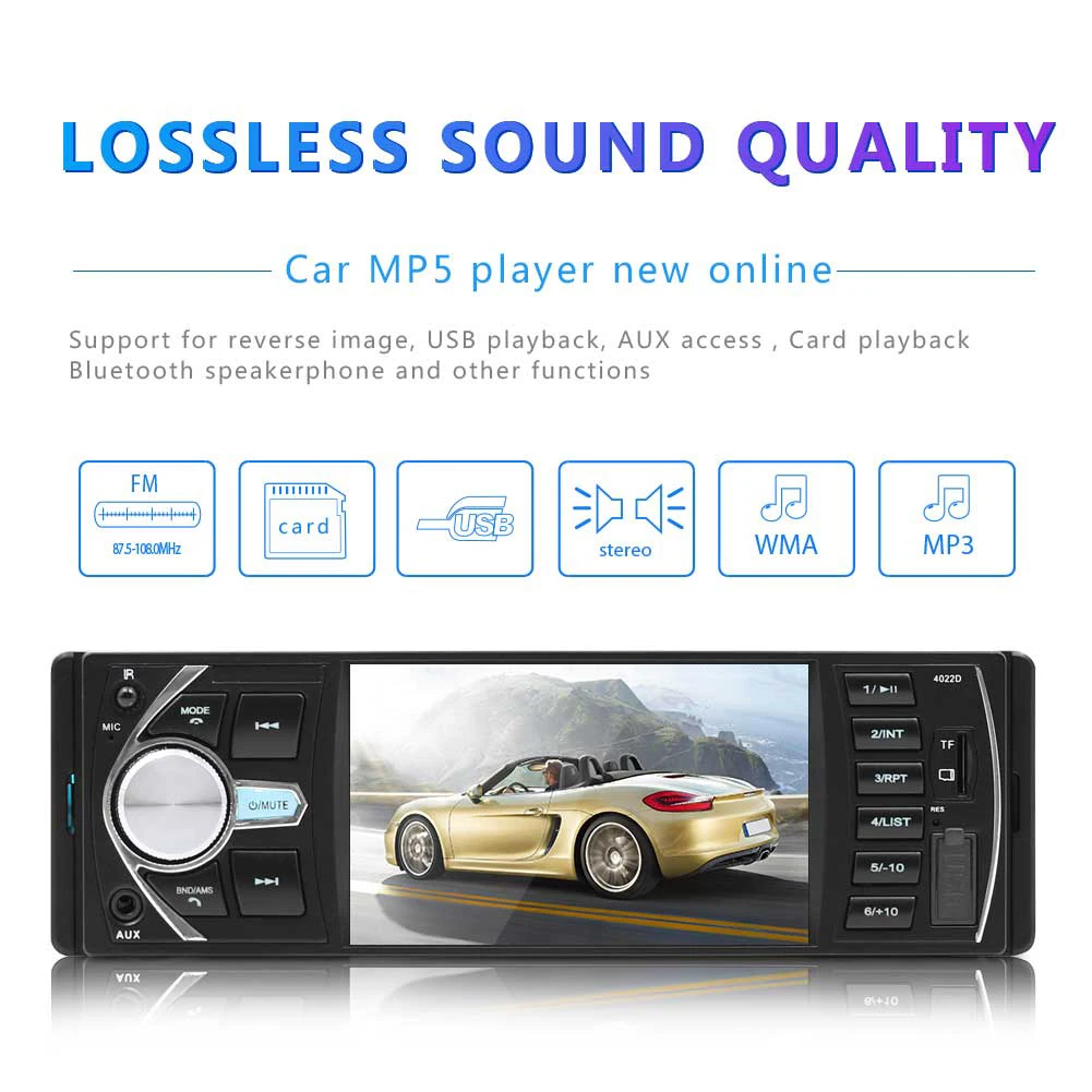 

Auto Audio Central FM Car Stereo 4022B Single 1 DIN Car Stereo 4.1 inch Bluetooth AUX Input USB FM Radio Receiver