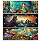 Алмазная живопись сделай сам, рисунок сказочной русалки, квадратные и круглые алмазные украшения из смолы, мультяшный рисунок, ручная работа
