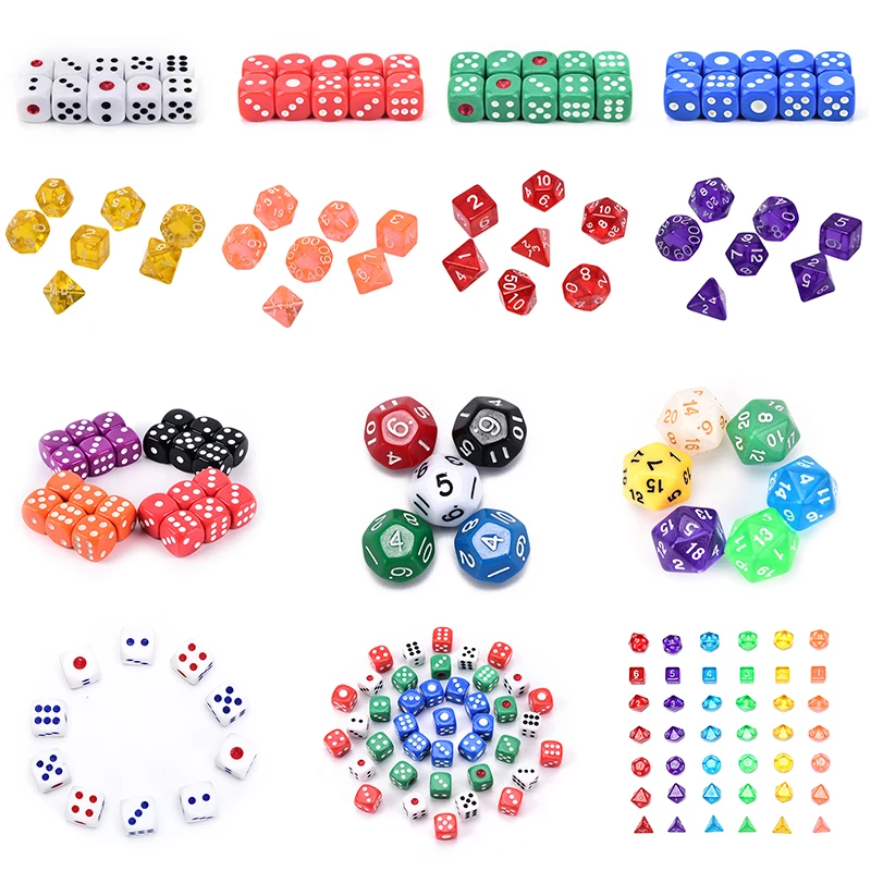 Многогранный набор игральных костей с цифрами 6-сторонние непрозрачные кости для