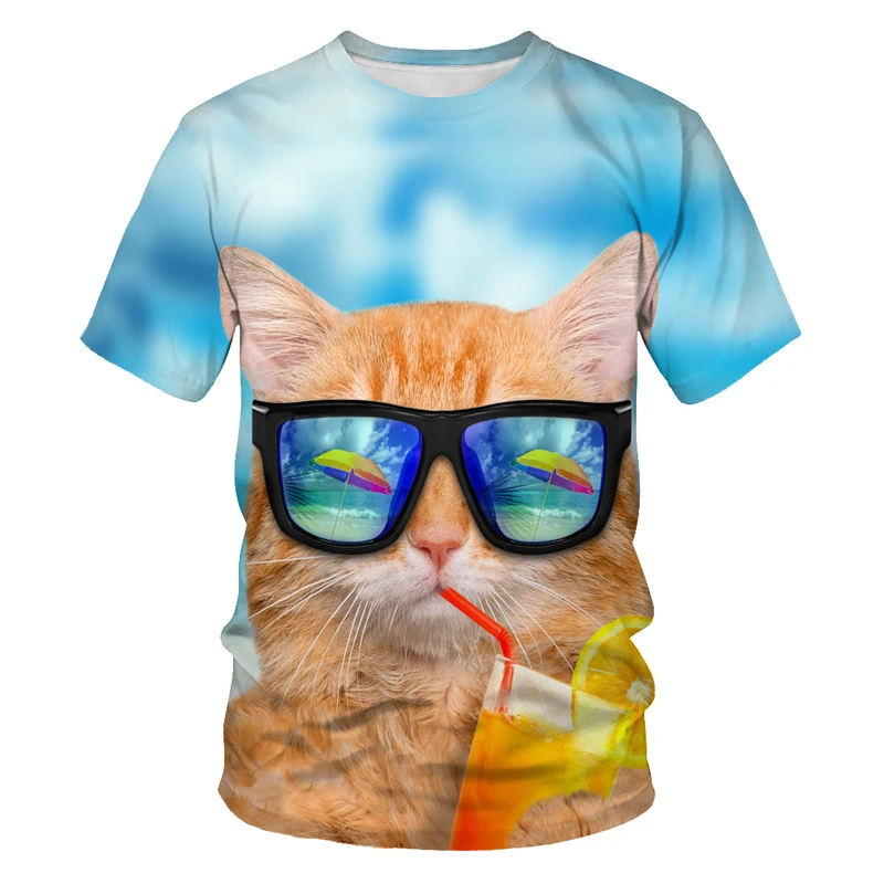 

2021 Fashion New Cool T-shirt Men/Women 3d Tshirt Print Two Cat Short Sleeve Summer Tops Tees Men's T Shirt Children's T-Shirt