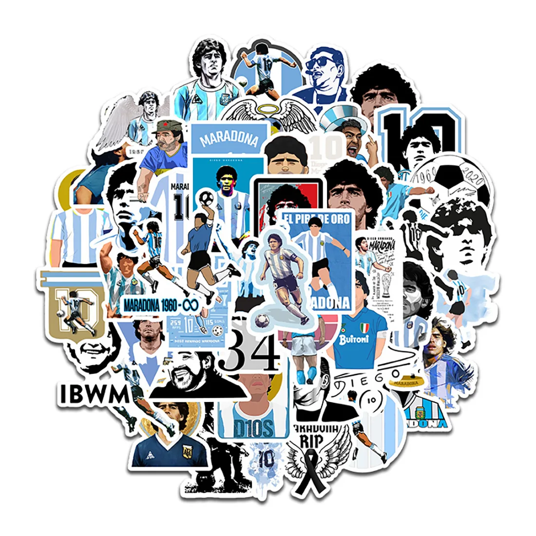 

10/30/50pcs Maradona King Commemorative classic Stickers Maradona Hand Of God Football Star Stationery Decorative pencil