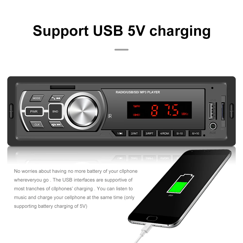 AMPrime автомобильный радиоприемник стерео плеер Bluetooth телефон MP3 FM/USB/дистанционное