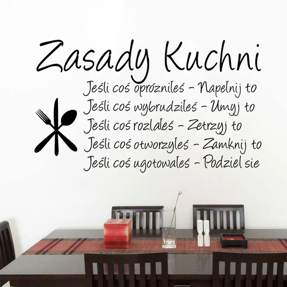 

Zasady Kuchni Poland Quotes Wall Stickers Removable Vinyl Decals Art Kitchen Livingroom Home Modern Decoration Poster RU2575