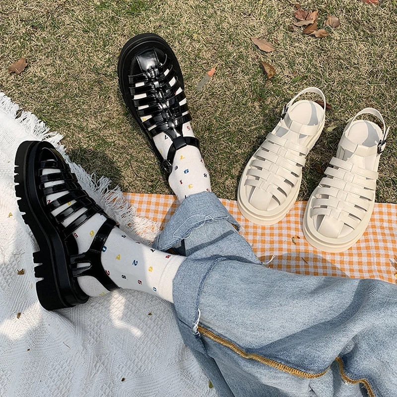 

Clogs With Heel Clear Sandals 2021 Summer Shoes Closed Toe Muffins shoe Suit Female Beige Med Breathable Thick Flat Fashion Comf