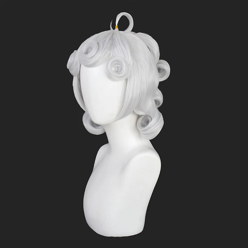 Helltaker Pandemonica short White Curly Hair Cosplay Halloween Party Heat Resistant Synthetic Wig + Free Cap |