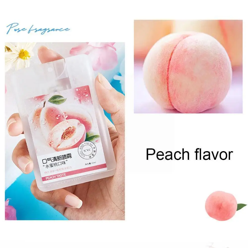 

20ml New Mint Peach Flavor Fruity Breath Refreshing Freshener Lasting Mouth Breath Female Long Mint Spray Spray Z1w3