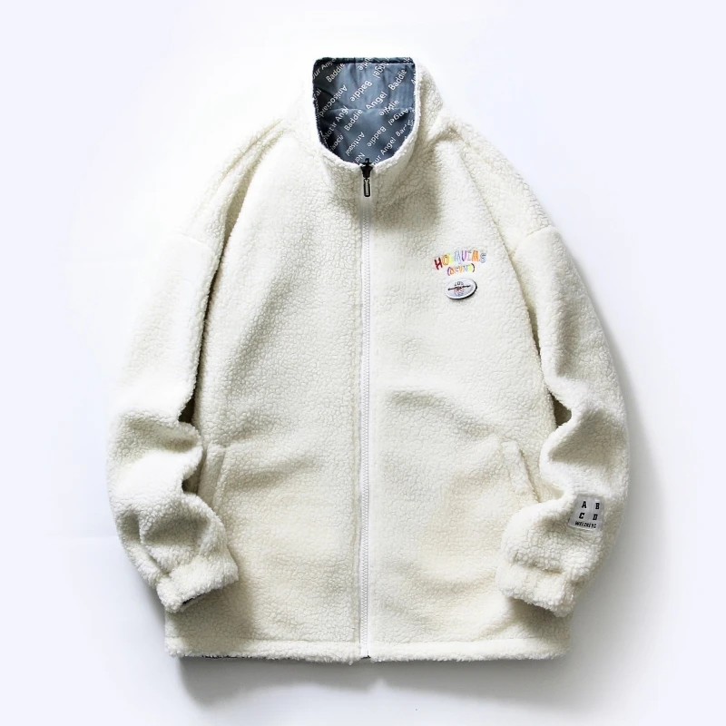 

Unisex Lamb Wool Jacket Men's Winter High Quality Loose Double Face Coat High Street All-match Hip Hop Couple Warm Fleece Jacket