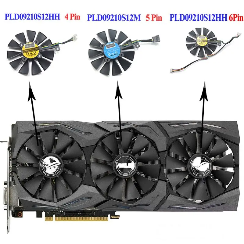 

1Pc 87MM PLD09210S12M PLD09210S12HH Cooling Fan Replace For ASUS Strix GTX 1060 OC 1070 1080 GTX 1080Ti RX 480 Graphics Card Fan