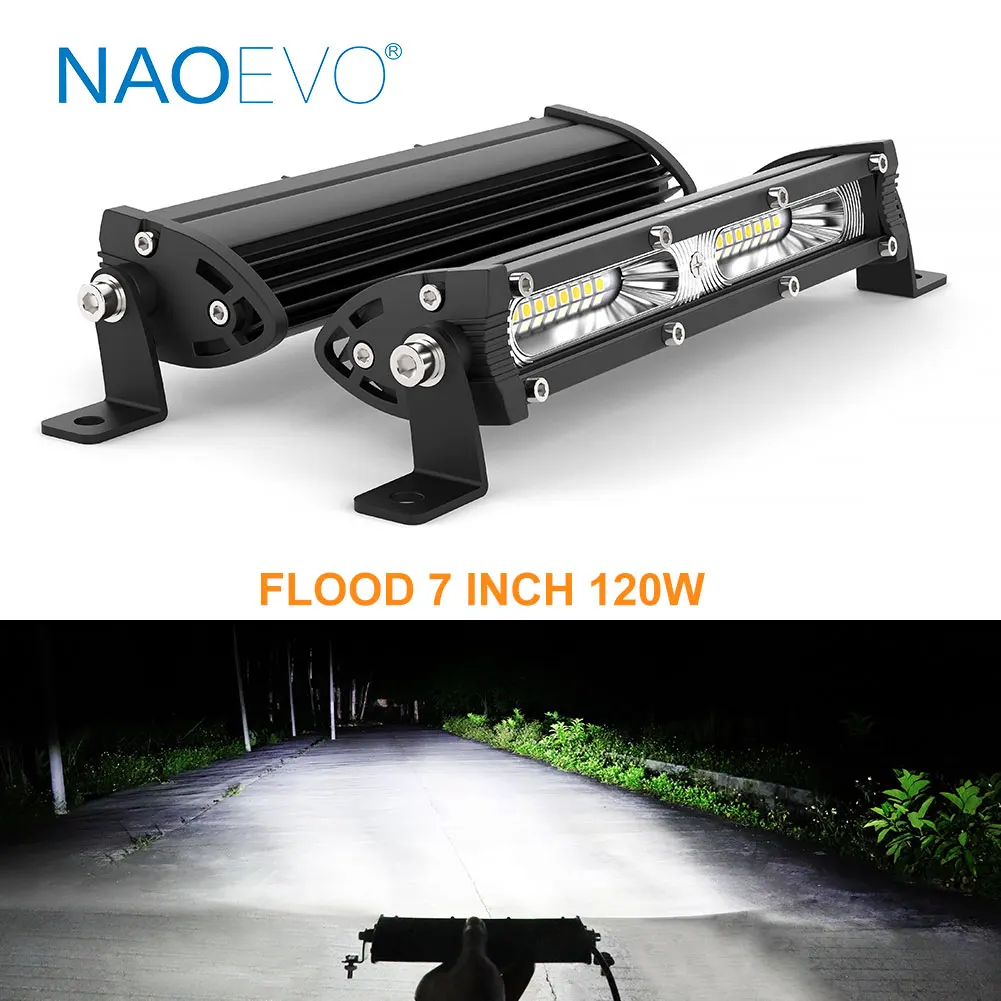 NAOEVO 120W тонкий светодиодный Подсветка бар Offroad 12V 24V 7 &quotдюймовый потока дальнего
