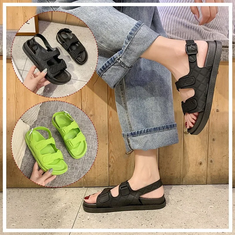 

2021 Comfortable Fashion Beach Sandals Female Rome Sandals Platform Quality Summer Women Footwear Flat Open Toe Slippers Shoes