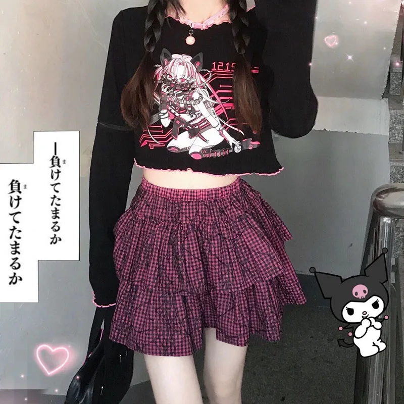 

Gothic Pattern T-shirt Women's Anime Printed Clothes Aesthetic 2021 Summer New Pattern Long-sleeved Nine-point Top T-shirt