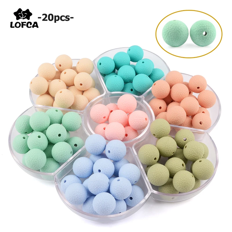 LOFCA-Cuentas de aspecto de cuero de silicona, 15mm, aspecto de polipiel, cuentas para dentici&oacute;n de beb&eacute;, bricolaje, dentici&oacute;n masticable, 20 unids/lote-0