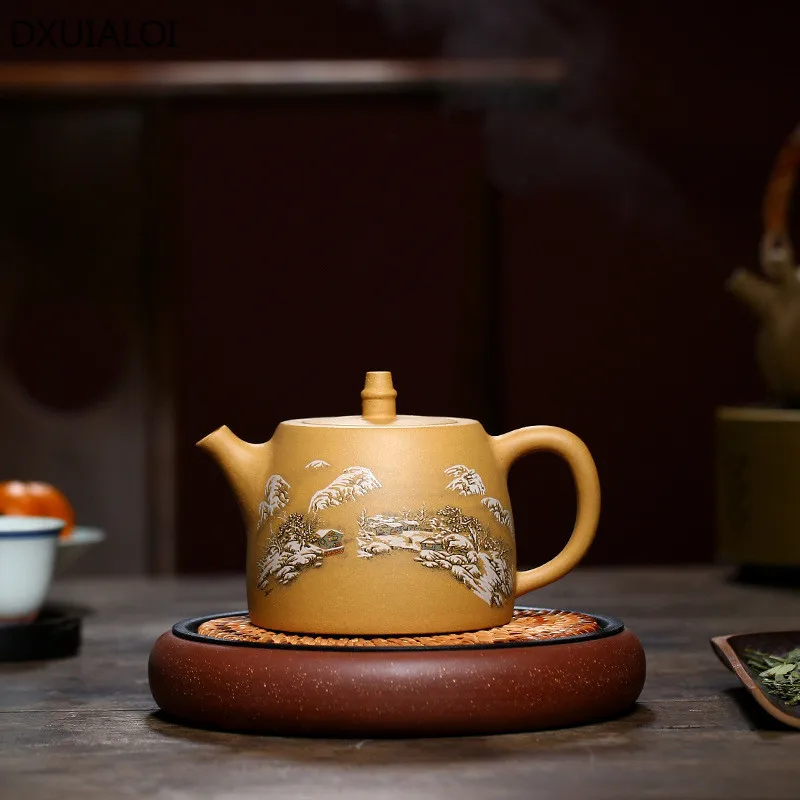 

Chinese Retro Purple Clay Teapot Full Handwork color painting Large-capacity Teapot Household Living Room Coffee Table Tea Set