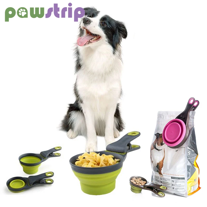 

Folding Pet Bowl Silicone Dog Food Bowl Foldable Pet Food Container Sealing Clip Sealing Spoon Outdoor Dogs Food Storage Tool