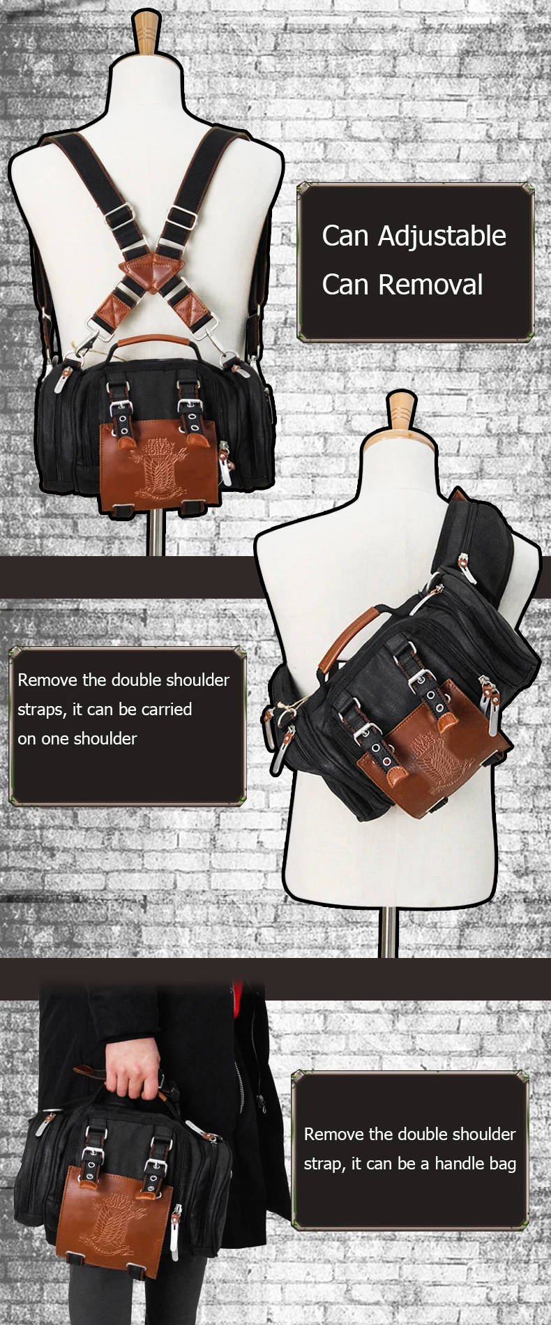 Аниме брезентовый Рюкзак из атаки на Титанов сумка-мессенджер через плечо для