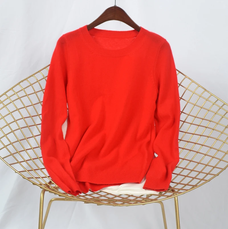Tailor Shop Custom Made Cashmere Sweater Women Round Neck Long Sleeve Pure Cashmere Sweater Slim Bottoming Shirt
