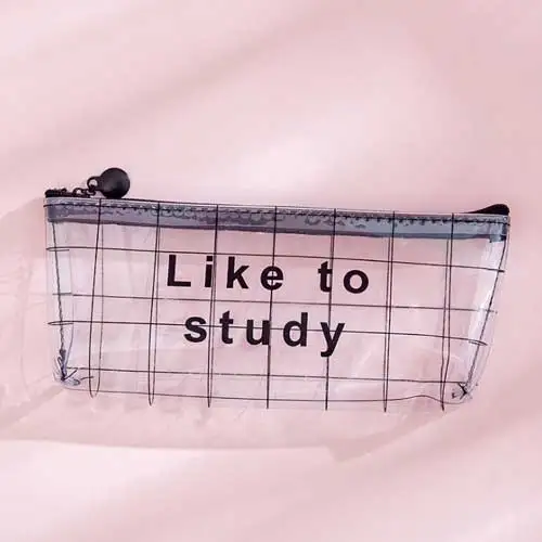 B-styl-like to study Прозрачный чехол для карандашей с изображением звездного неба и сердца, Kawaii, корейские канцелярские сумки, ПВХ сумка для карандашей, школьные принадлежности для карандашей, студенческий подарок - Цвет: B-styl-like to study