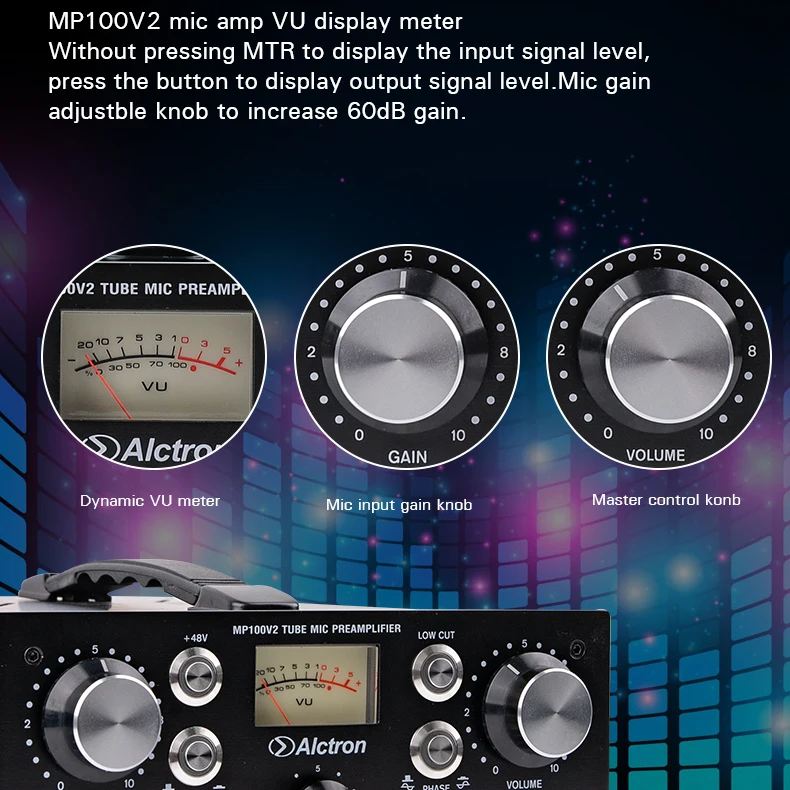 Alctron MP100V2 звукозаписывающий студийный ламповый и fet микрофонный предусилитель с многофункциональными ручками, тщательно усиливает каждый сигнал