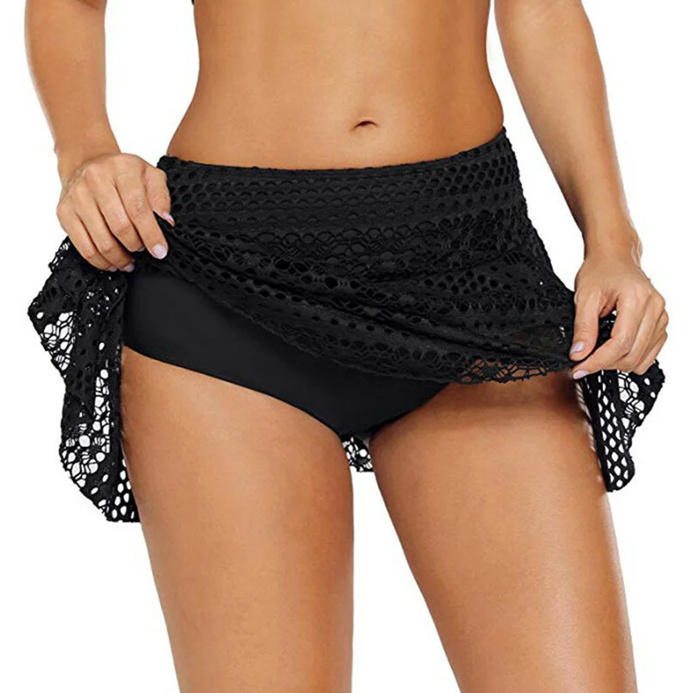 Monokini Bathing Solid Lace Shorts Skirt Swimwear Crochet Pantskirt Holiday Women Bikini Bottom Sexy Swim Beach Summer Ladies | Спорт и