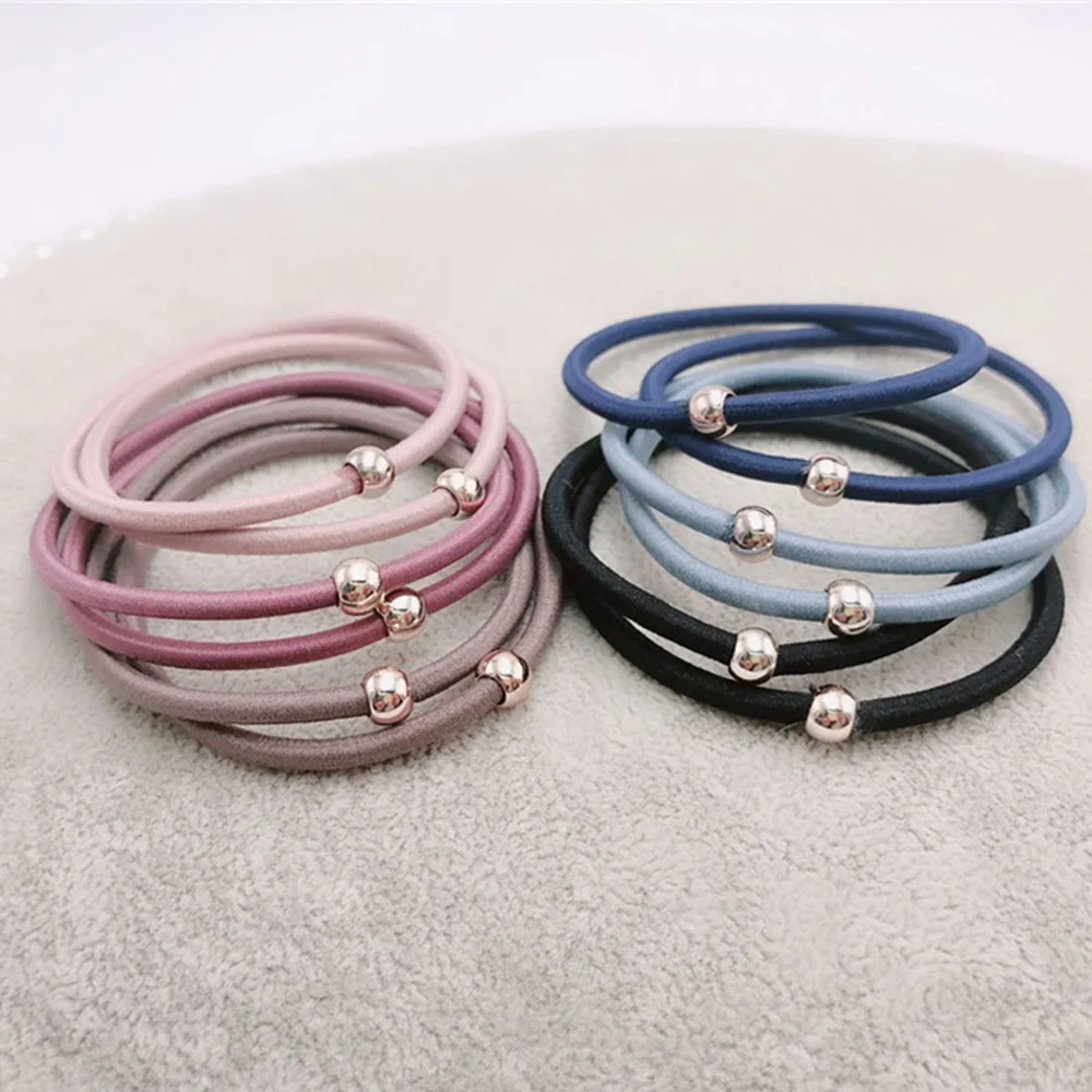 Резинки для волос женские тонкие с золотыми бусинами 5 см 1/10 шт. - купить по