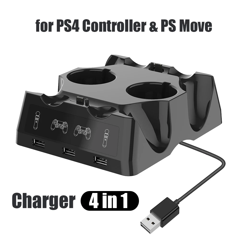 Настольное зарядное устройство 4 в 1 для контроллера PS4 PS Move док станция зарядки Quad