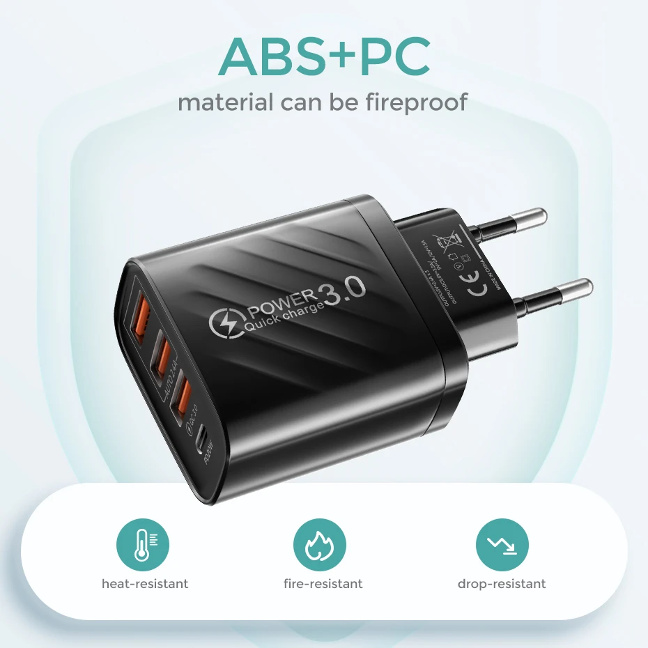 Зарядное устройство USB C 30 Вт быстрая зарядка для iphone 13 12 Xiaomi Huawei Samsung 3 0 4 адаптер