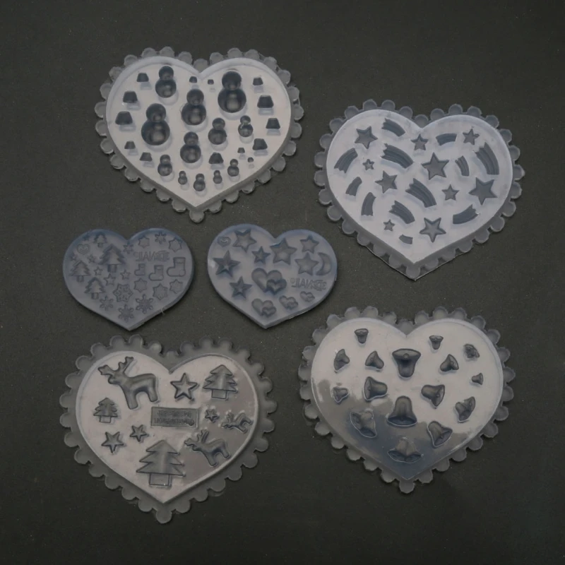 

6Pcs Meteor Star Snowman Nail Art Silicone Mold Kit Christmas Tree Deer Mold Kit